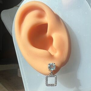 Elegant Silver and Blue Gemstone Drop Earrings